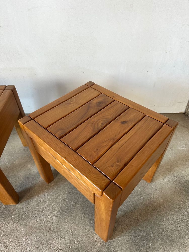 Pair of solid elm bedside tables