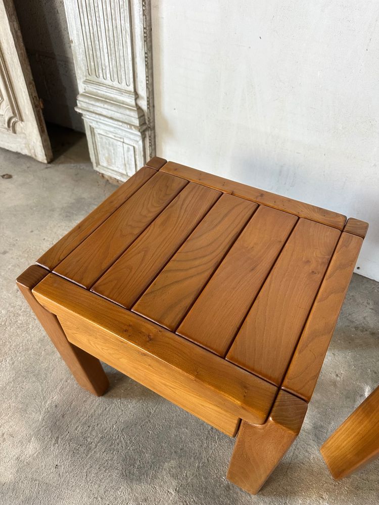Pair of solid elm bedside tables