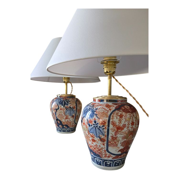 Coppia di lampade in porcellana Imari, XIX secolo.