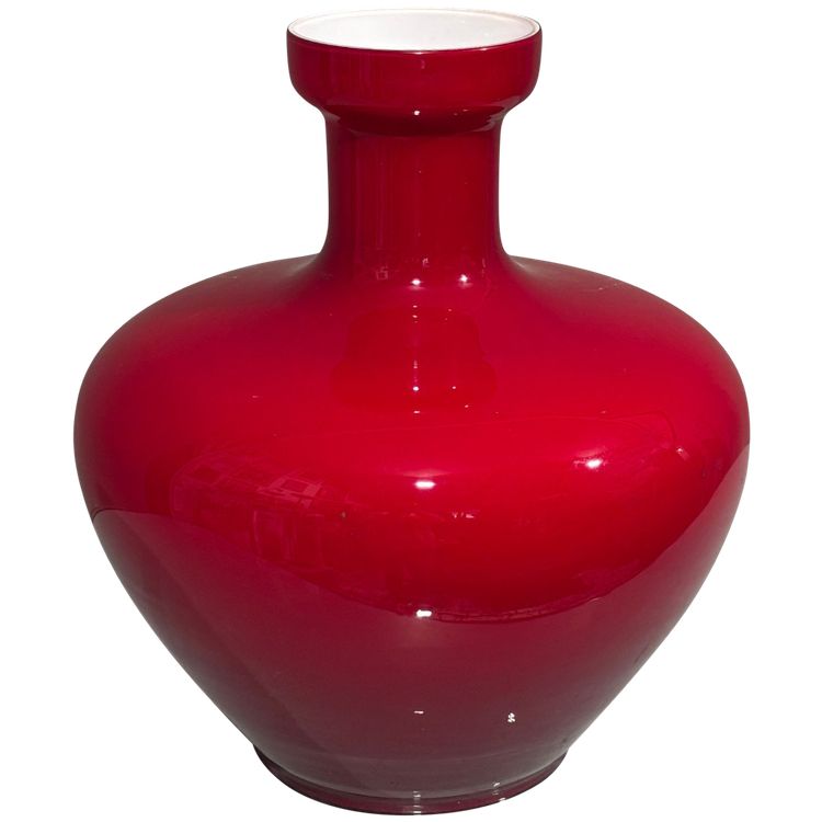 Vase design en verre de Murano rouge rubis