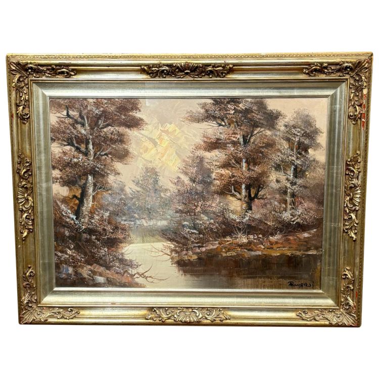Large oil painting river landscape
