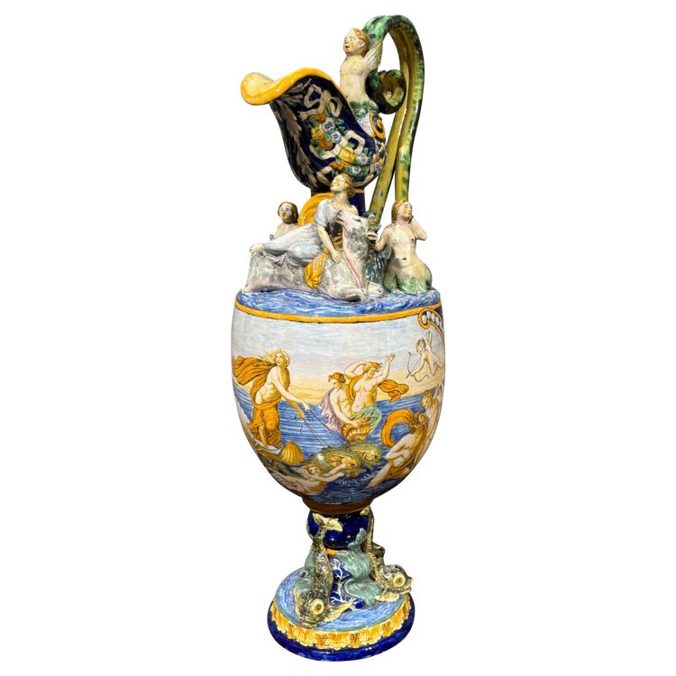 Ancien et grand Verseur Peint, le triomphe d'Amphitrite G.Mollica