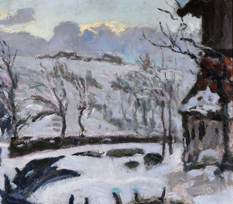 Alfred SWIEYKOWSKY 1869-1953 Paysage de neige dans les Alpes, tableau, Savoie, montagne, vers 1920