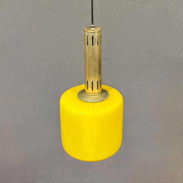 Lampada a sospensione in vetro giallo Stilnovo Vetro, 1950 circa
