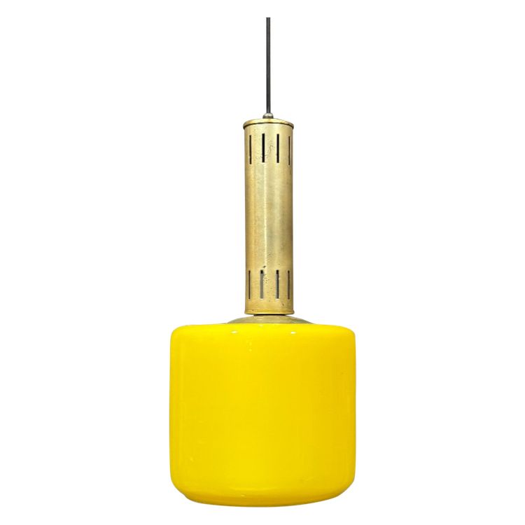Lampada a sospensione in vetro giallo Stilnovo Vetro, 1950 circa