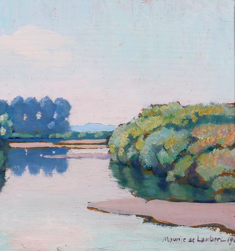 Maurice de Lambert 1873-1953 La Charité-sur-Loire, Landschaft, Loire, Nièvre, Gemälde, 1944