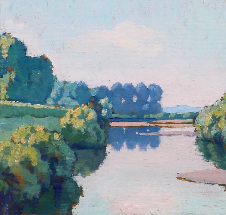 Maurice de Lambert 1873-1953 La Charité-sur-Loire, Landschaft, Loire, Nièvre, Gemälde, 1944