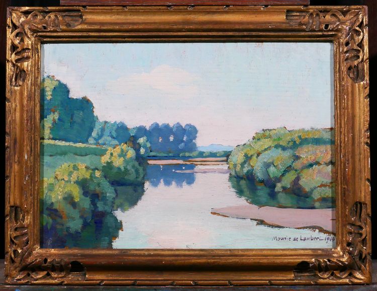 Maurice de Lambert 1873-1953 La Charité-sur-Loire, Landschaft, Loire, Nièvre, Gemälde, 1944