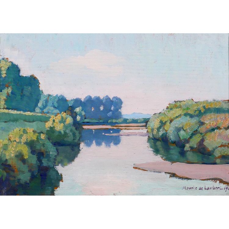 Maurice de Lambert 1873-1953 La Charité-sur-Loire, Landschaft, Loire, Nièvre, Gemälde, 1944