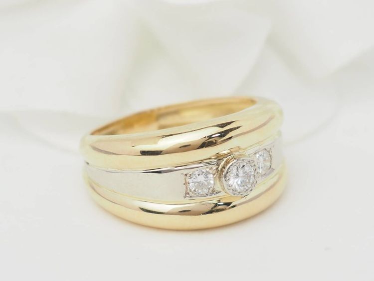 Bague jonc en or bicolore et diamants 