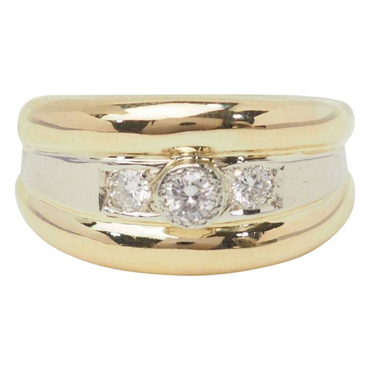 Bague jonc en or bicolore et diamants 