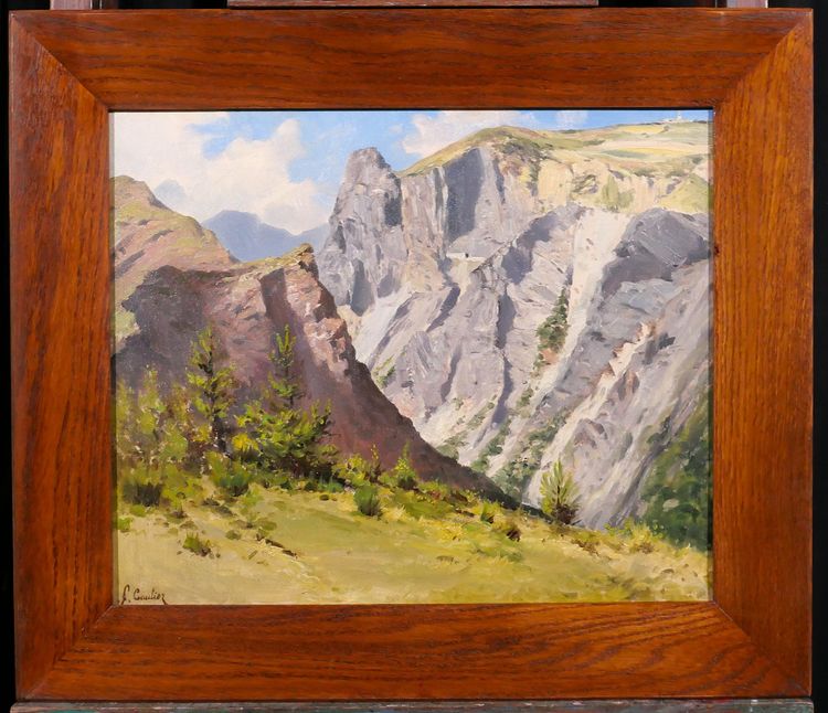 François Gautier 1842-1917 Mountain landscape, Provence, painting, circa 1900