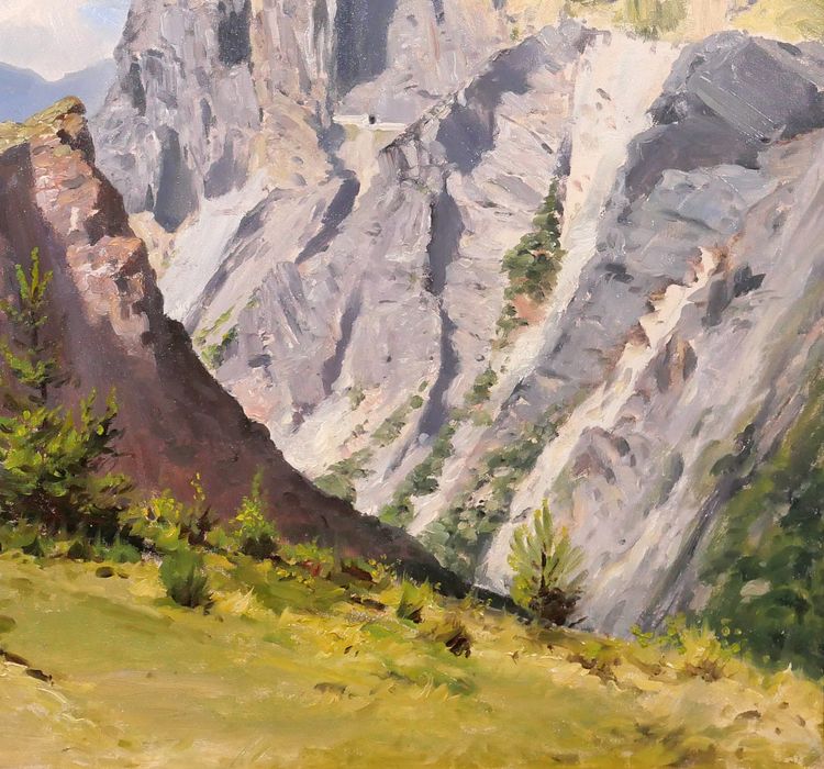 François Gautier 1842-1917 Mountain landscape, Provence, painting, circa 1900