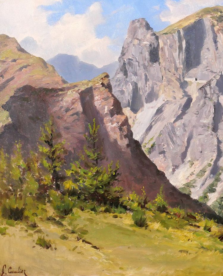 François Gautier 1842-1917 Mountain landscape, Provence, painting, circa 1900