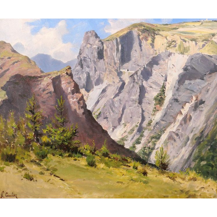 François Gautier 1842-1917 Mountain landscape, Provence, painting, circa 1900