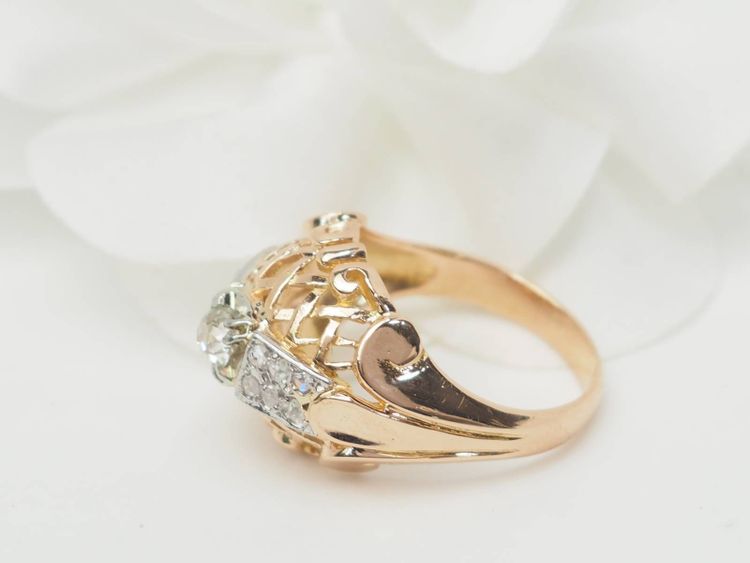 Anello Tank in oro bicolore e diamanti
