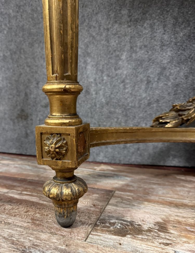 Louis XVI style half-moon console in gilded and carved wood circa 1850