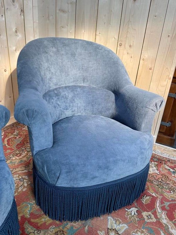 Salon crapaud comprenant cabale et fauteuils + pouf 