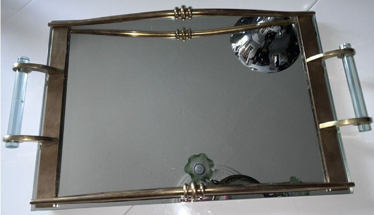 PROU René (1889-1947) Serviertablett Aus Vergoldeter Bronze Und Spiegel Art Deco-Periode