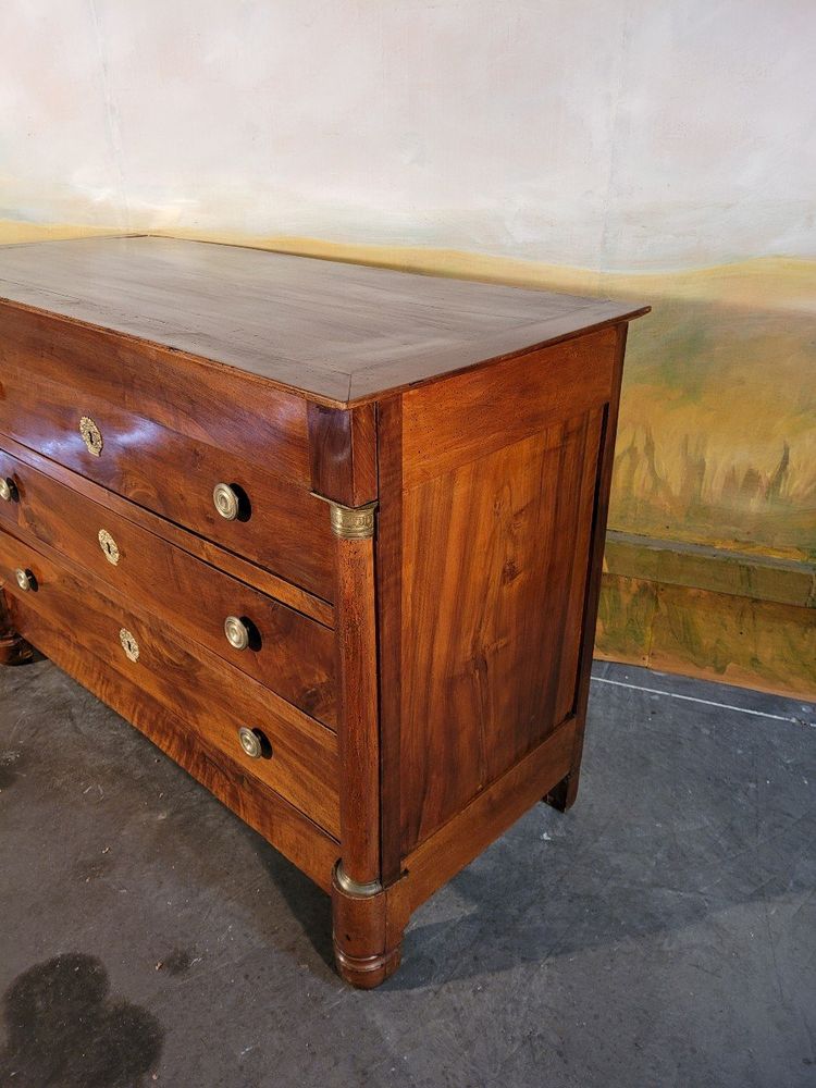 Petite commode Empire En Noyer Massif
