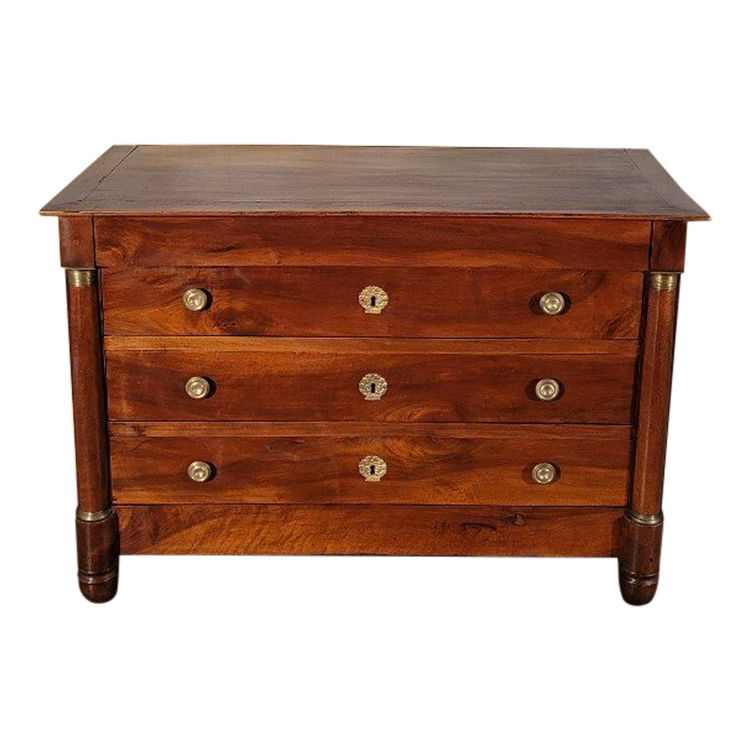 Petite commode Empire En Noyer Massif