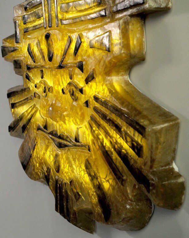 MATIUS ( XXth ) Important Fractal Resin Sun Wall Lamp Signed