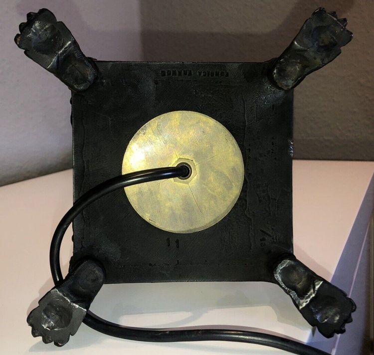 FONDICA & MATHIAS (XXth) Large Marble and Bronze Lamp Signed and numbered