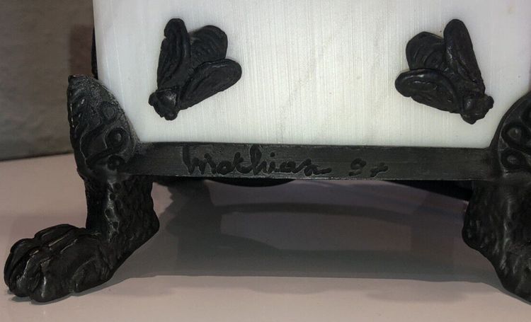 FONDICA & MATHIAS (XXth) Large Marble and Bronze Lamp Signed and numbered