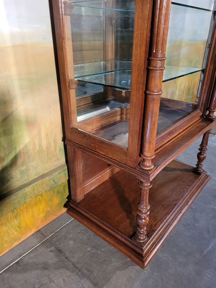 Solid Oak Display Case, 1930s Louis XVI style