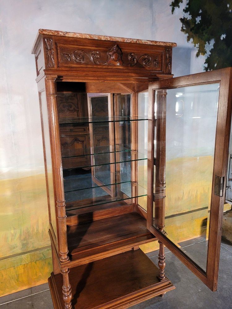 Solid Oak Display Case, 1930s Louis XVI style