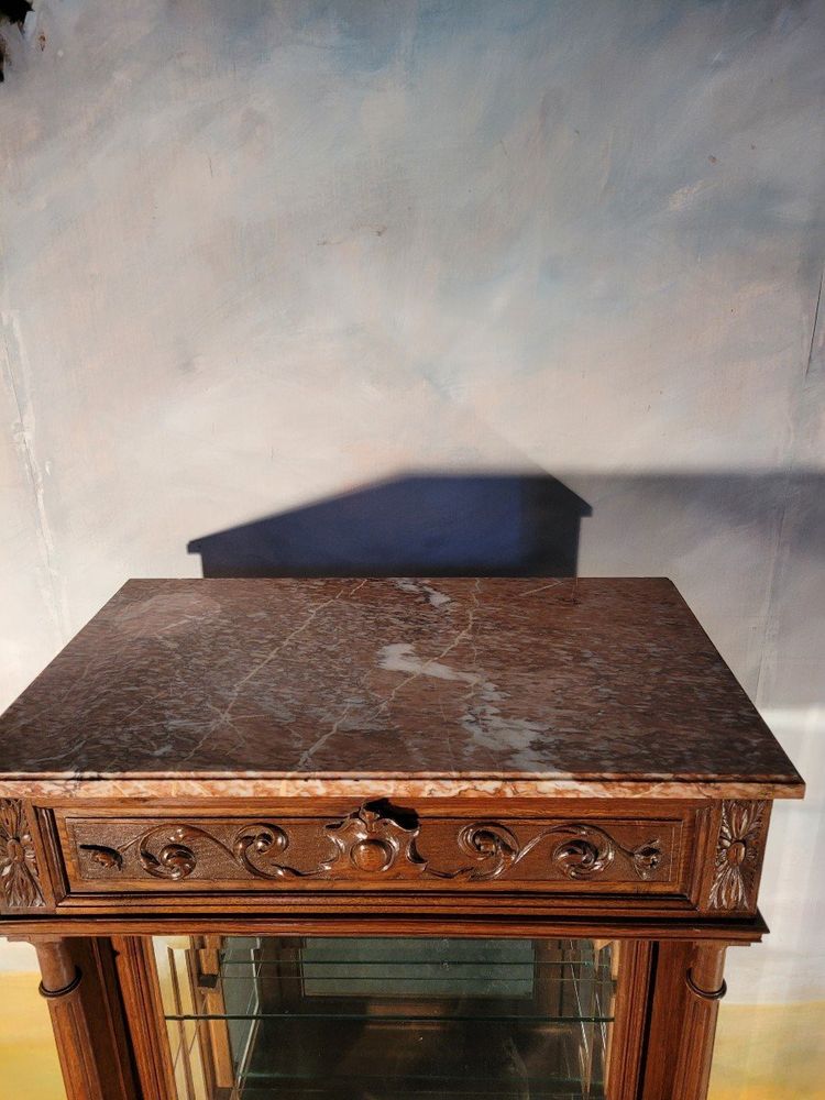 Solid Oak Display Case, 1930s Louis XVI style