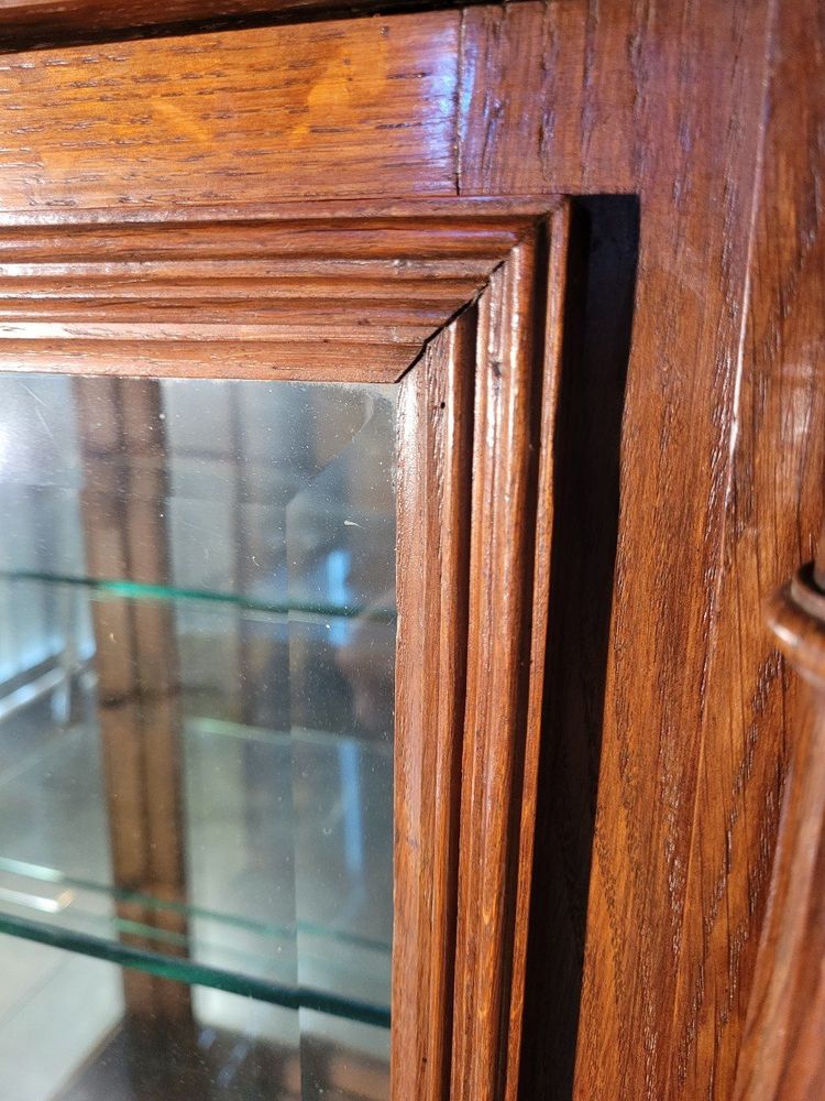 Solid Oak Display Case, 1930s Louis XVI style