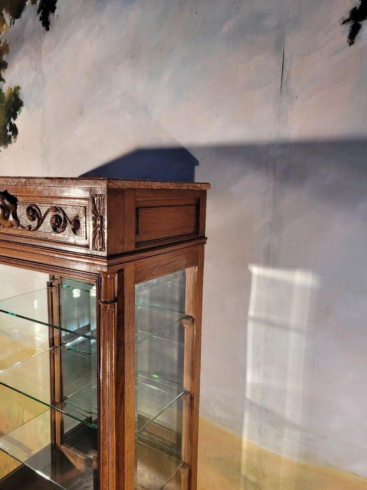 Solid Oak Display Case, 1930s Louis XVI style
