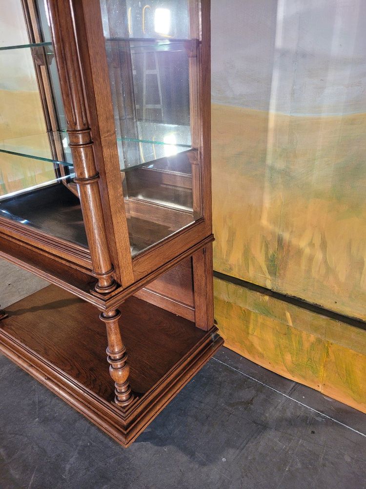 Solid Oak Display Case, 1930s Louis XVI style