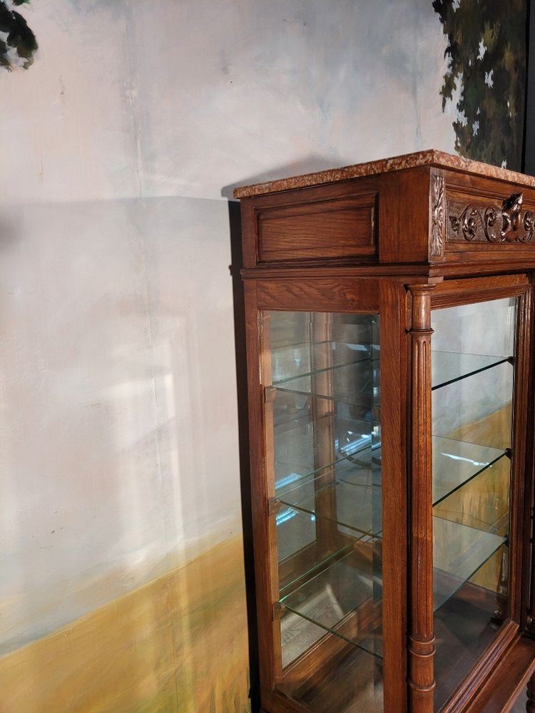 Solid Oak Display Case, 1930s Louis XVI style