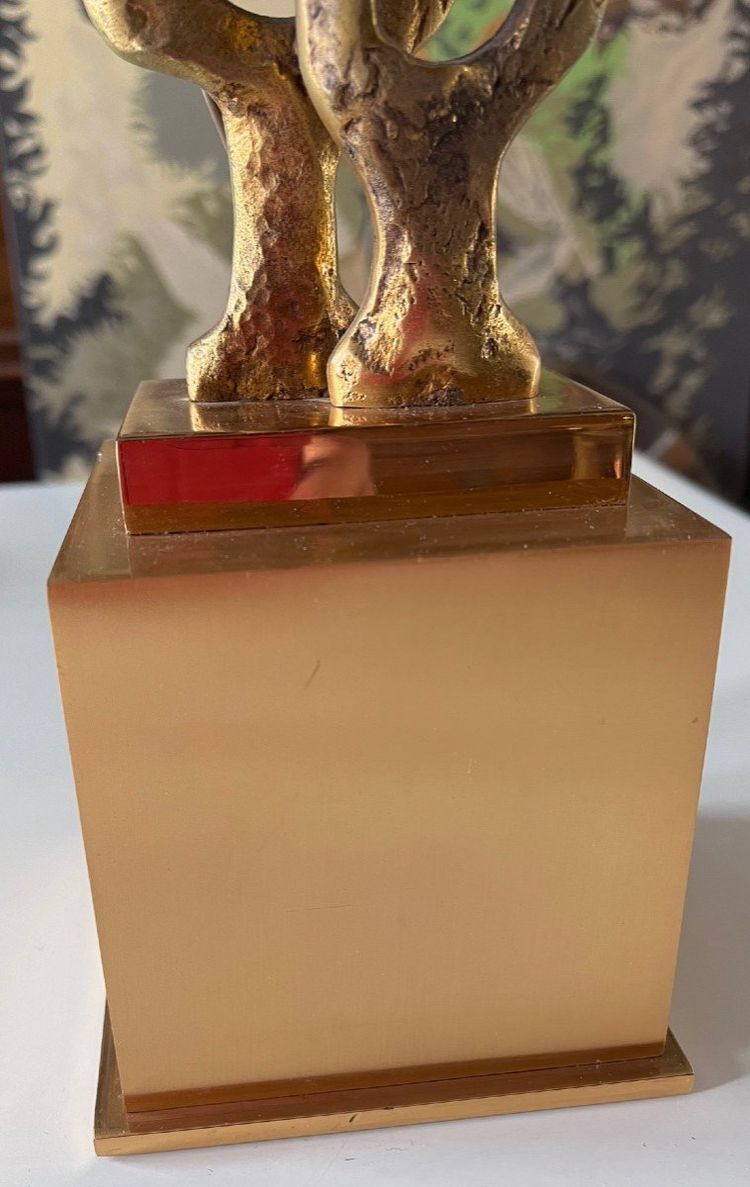 PAPINEAU Philippe Gabriel (1950) Large Gilded Bronze Lamp Signed And Numbered