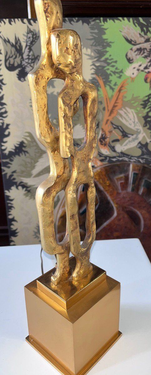 PAPINEAU Philippe Gabriel (1950) Large Gilded Bronze Lamp Signed And Numbered