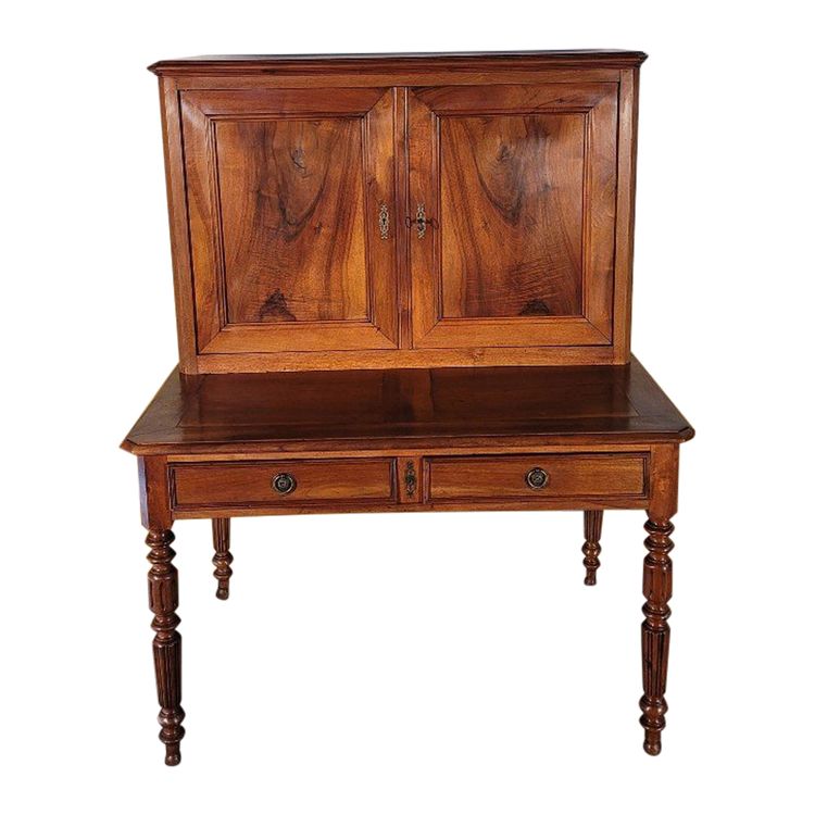 Bureau Louis Philippe En Noyer Massif