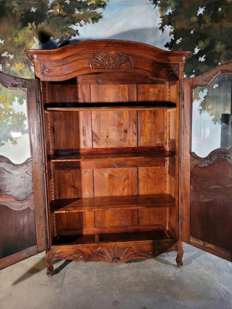Bibliothèque En Noyer Massif XIX ème Siècle