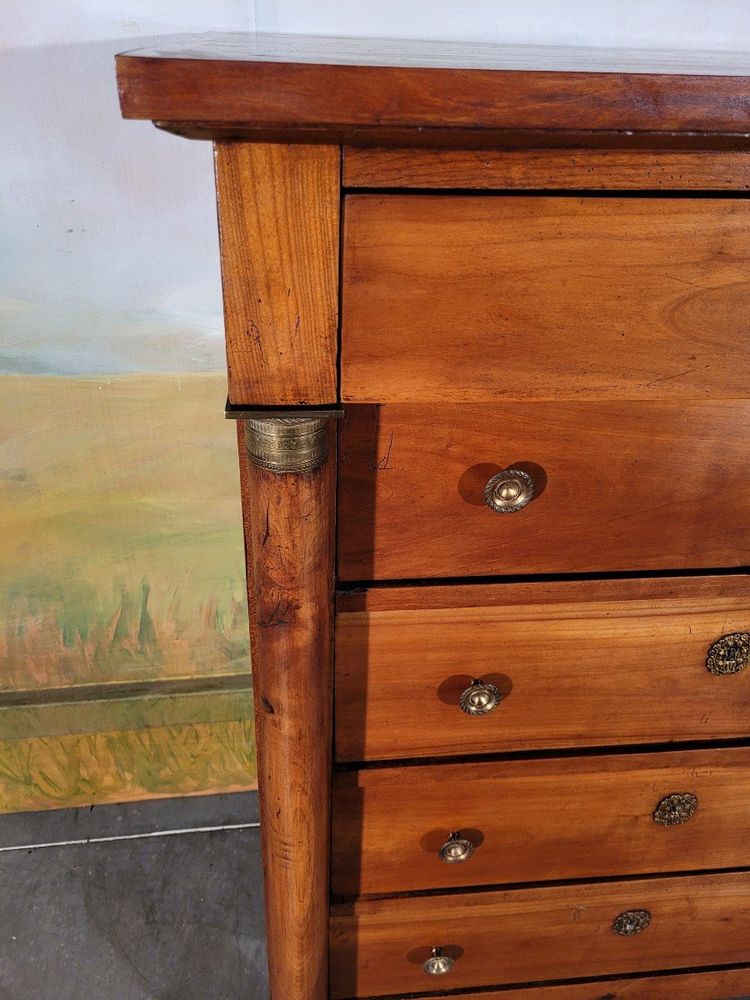 Chiffonnier Grande Commode En Merisier Massif XIX ème