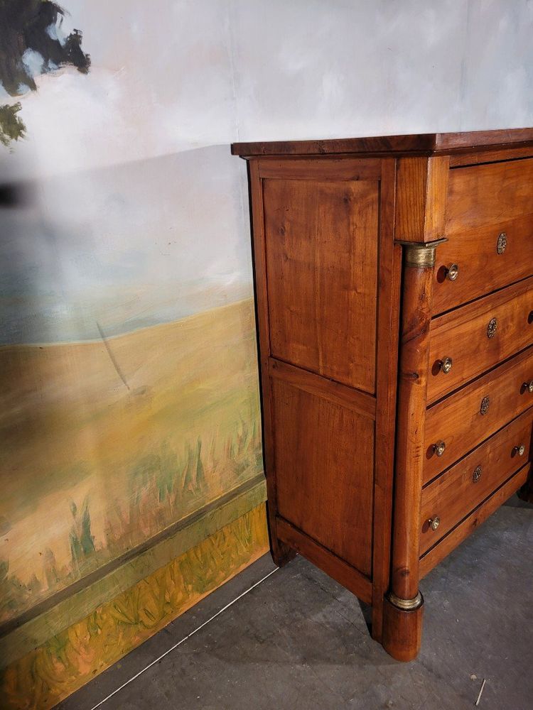 Chiffonnier Grande Commode En Merisier Massif XIX ème