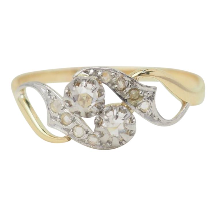 Bague Toi & Moi en or bicolore et diamants 