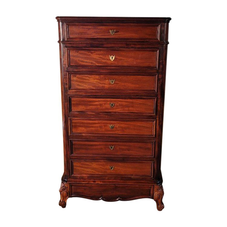 Semainier, Chiffonnier, Commode Haute. Acajou