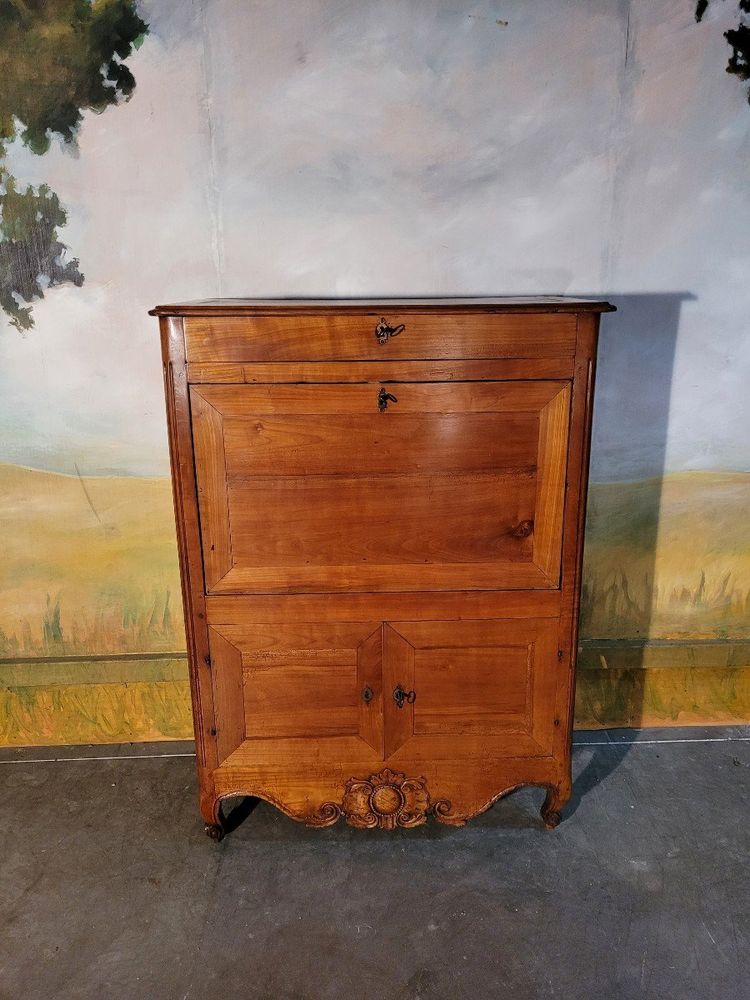 Segretario in legno naturale d'epoca Luigi XV