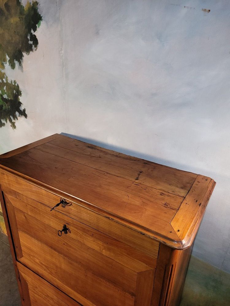 Segretario in legno naturale d'epoca Luigi XV