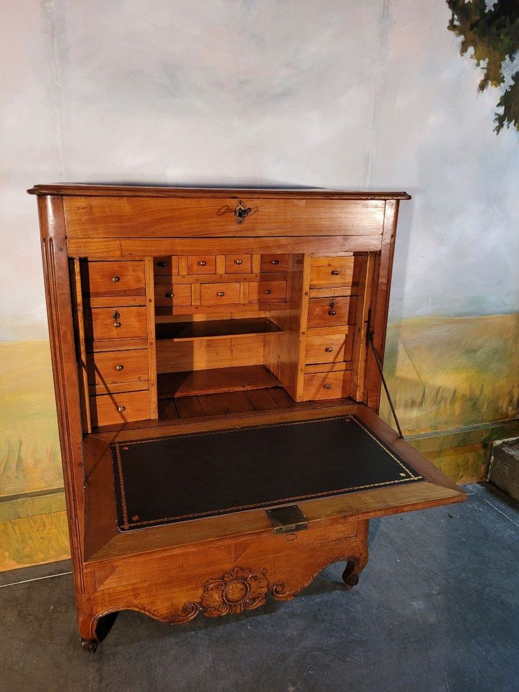 Segretario in legno naturale d'epoca Luigi XV