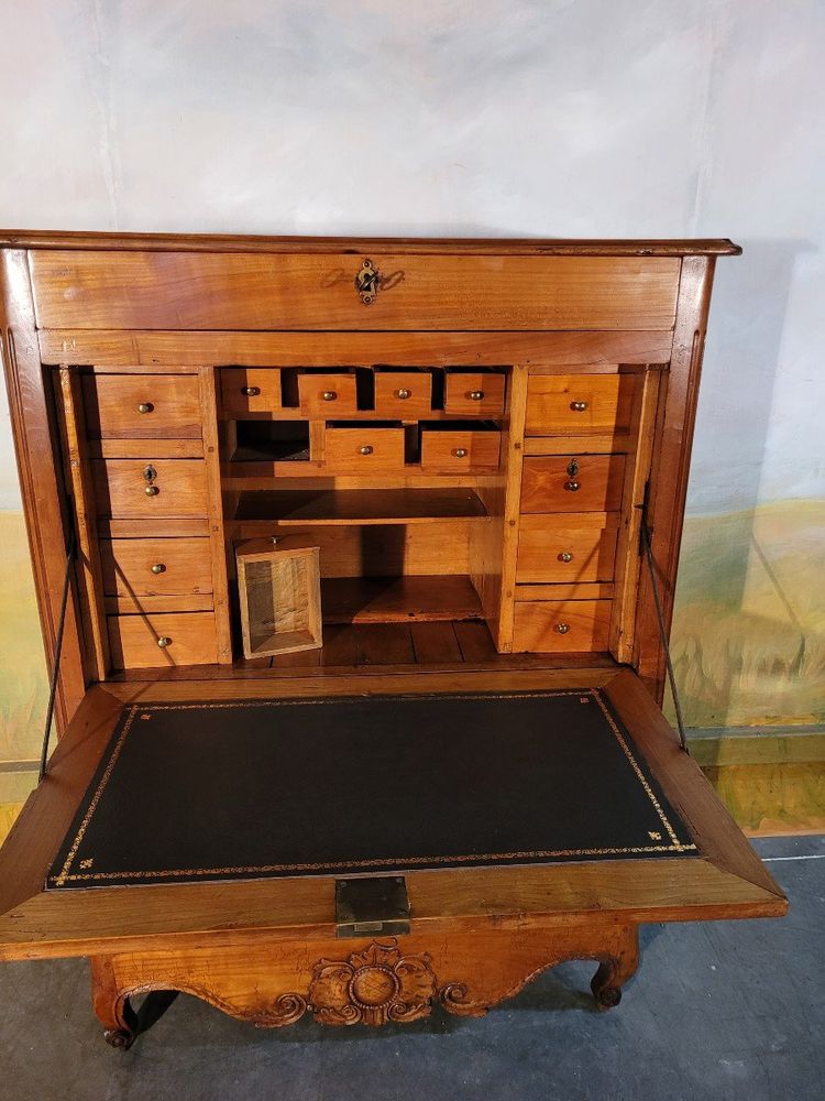 Segretario in legno naturale d'epoca Luigi XV