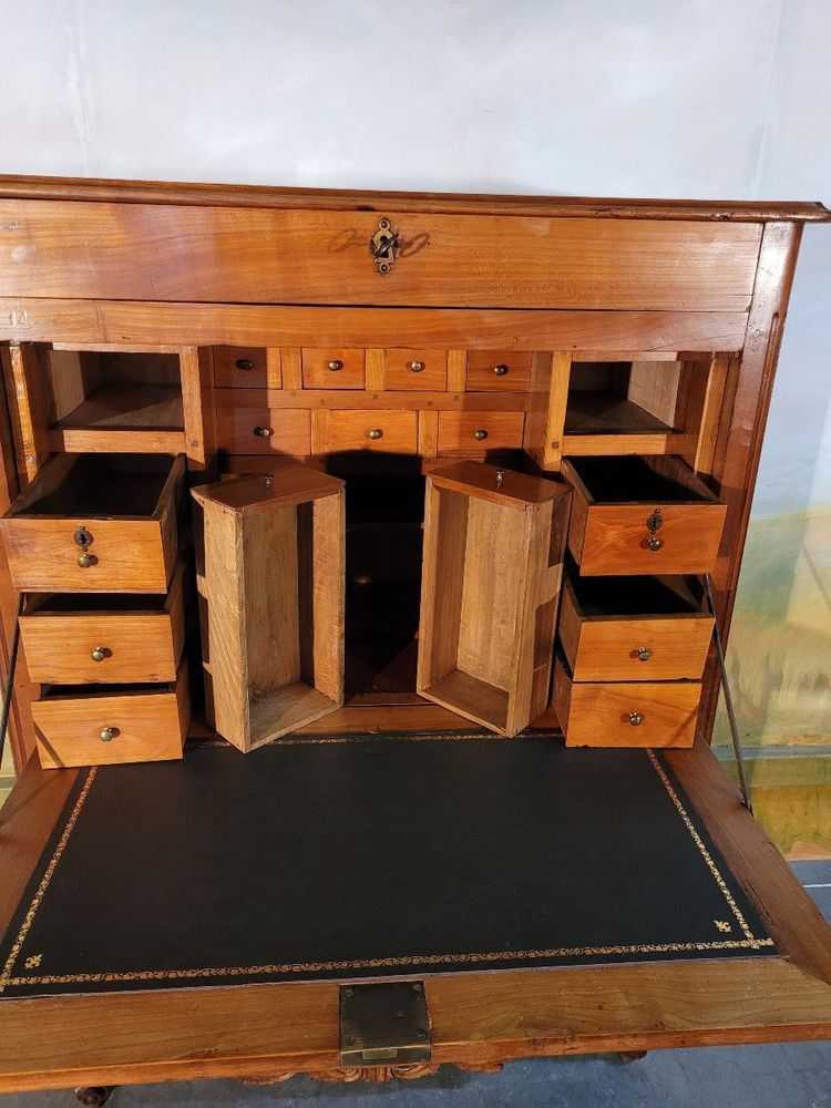 Segretario in legno naturale d'epoca Luigi XV