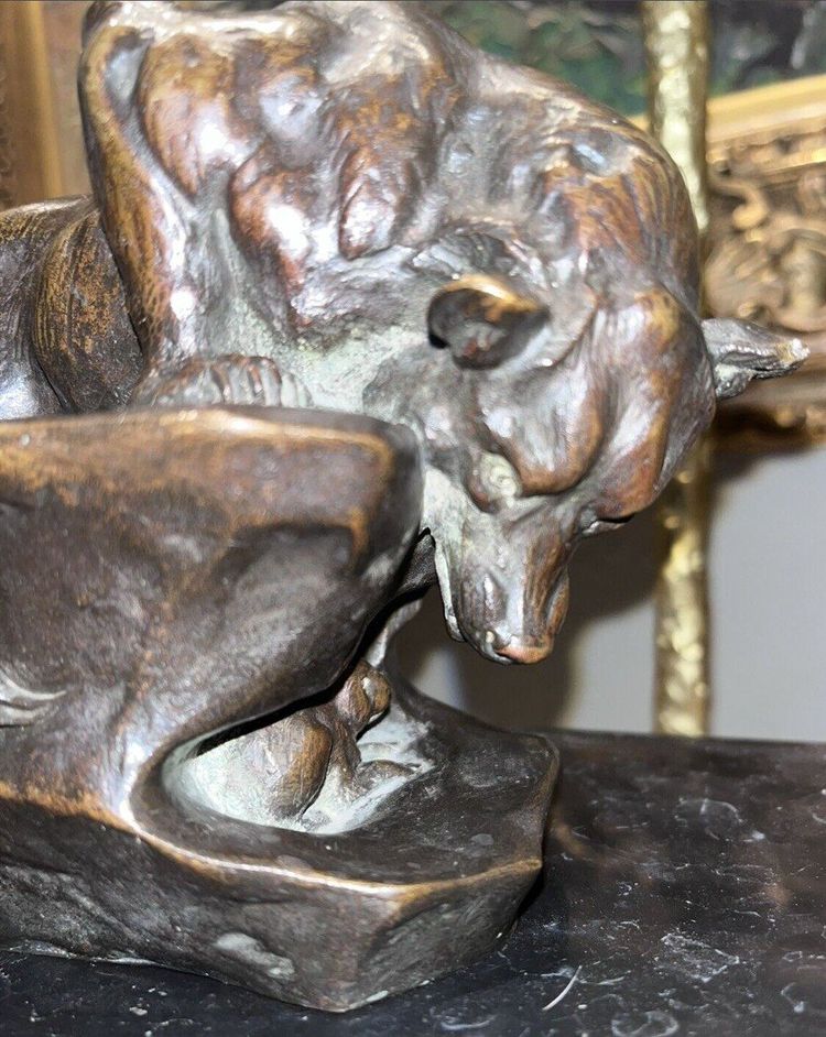 PAILLET Charles (1871-1937) Orso e coniglio in bronzo Art Deco Firmato