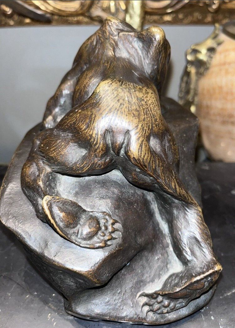PAILLET Charles (1871-1937) Orso e coniglio in bronzo Art Deco Firmato